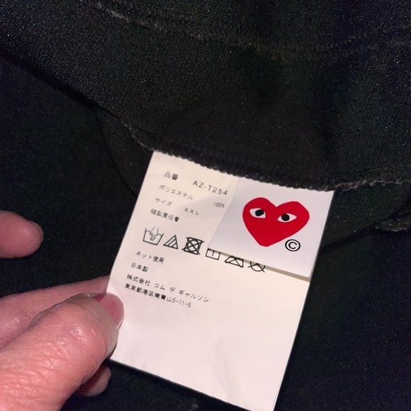 COMME DES GARCONS CDG PLAY BLACK HEART FULL ZIP BACK PRINT HOODIE SIZE XXL - Picture 7 of 9